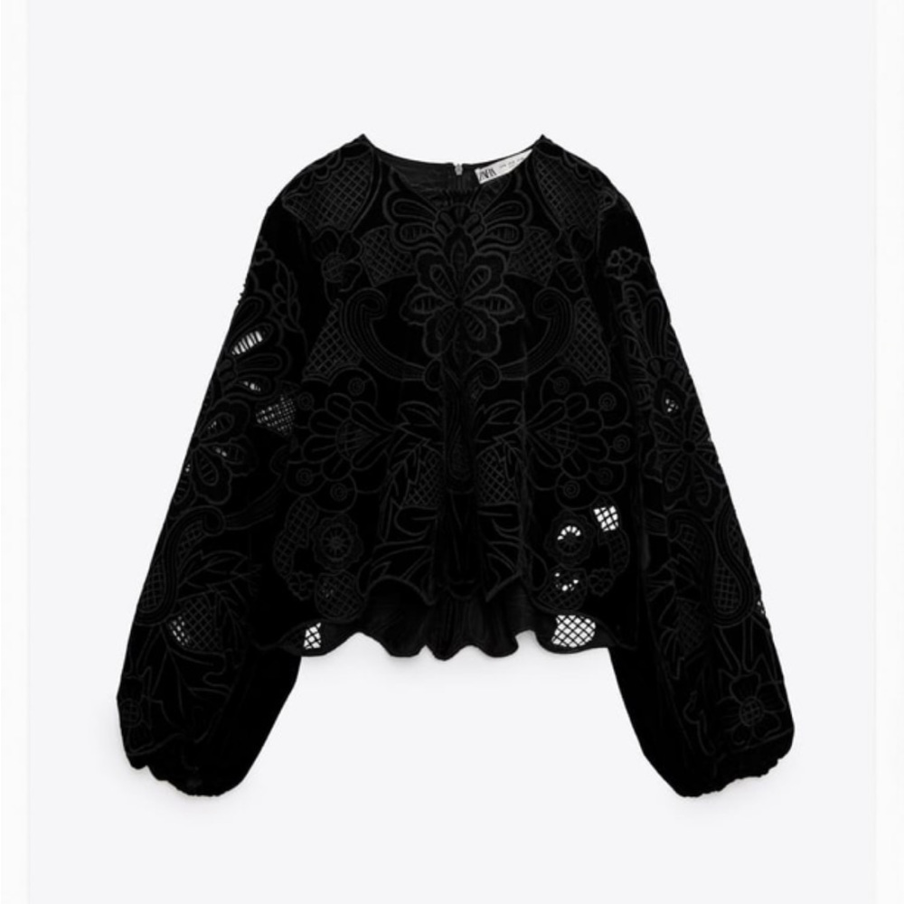 Black velvet zara blouse